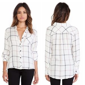 Rails Kendra‎ Plaid Button Down Shirt White Pink 2 Front Pockets Size XS